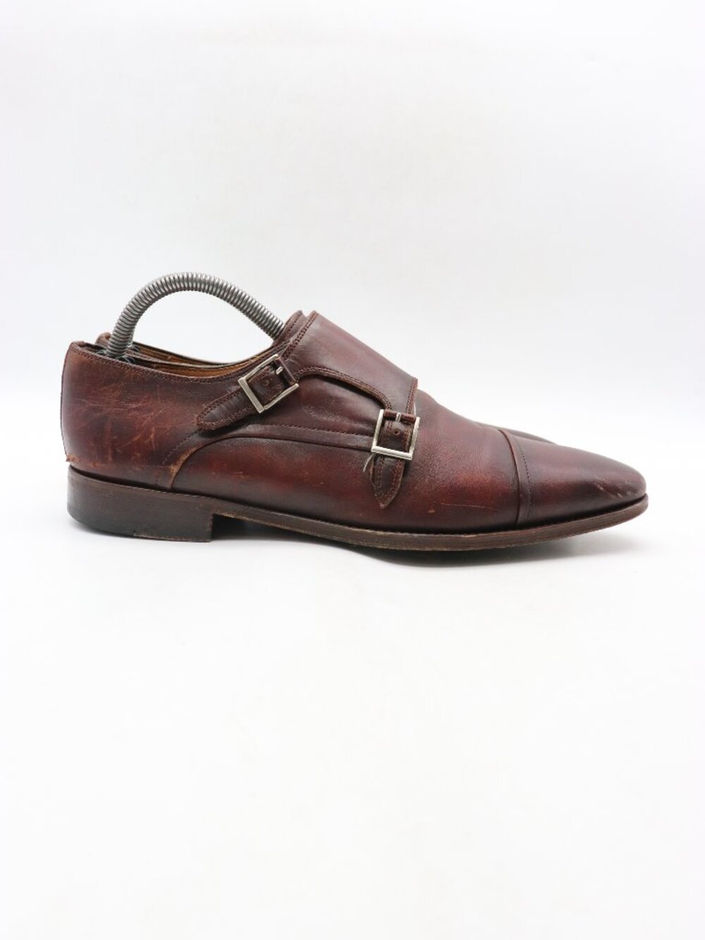 Magnanni Double Monk Strap Men's 7.5 M Brown Leather Classic Dress Shoes  19855